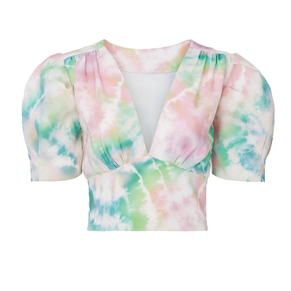 Amanda Uprichard Tie Dye Cropped Blouse